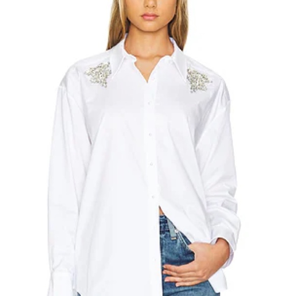 Generation Love White Embellished Button Down Shirt
